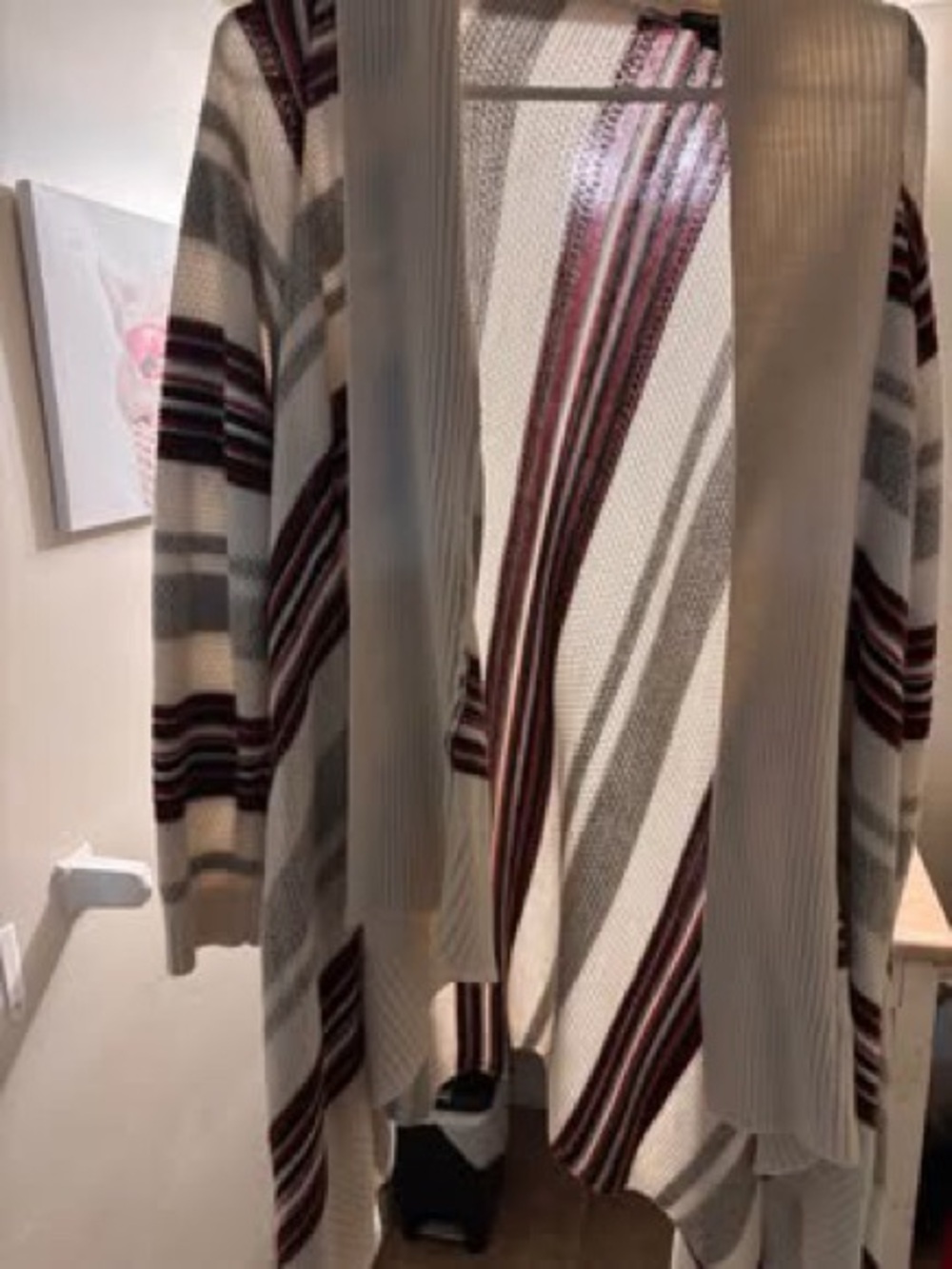 torrid Cardigan with Burgundy & Gray Stripe Details